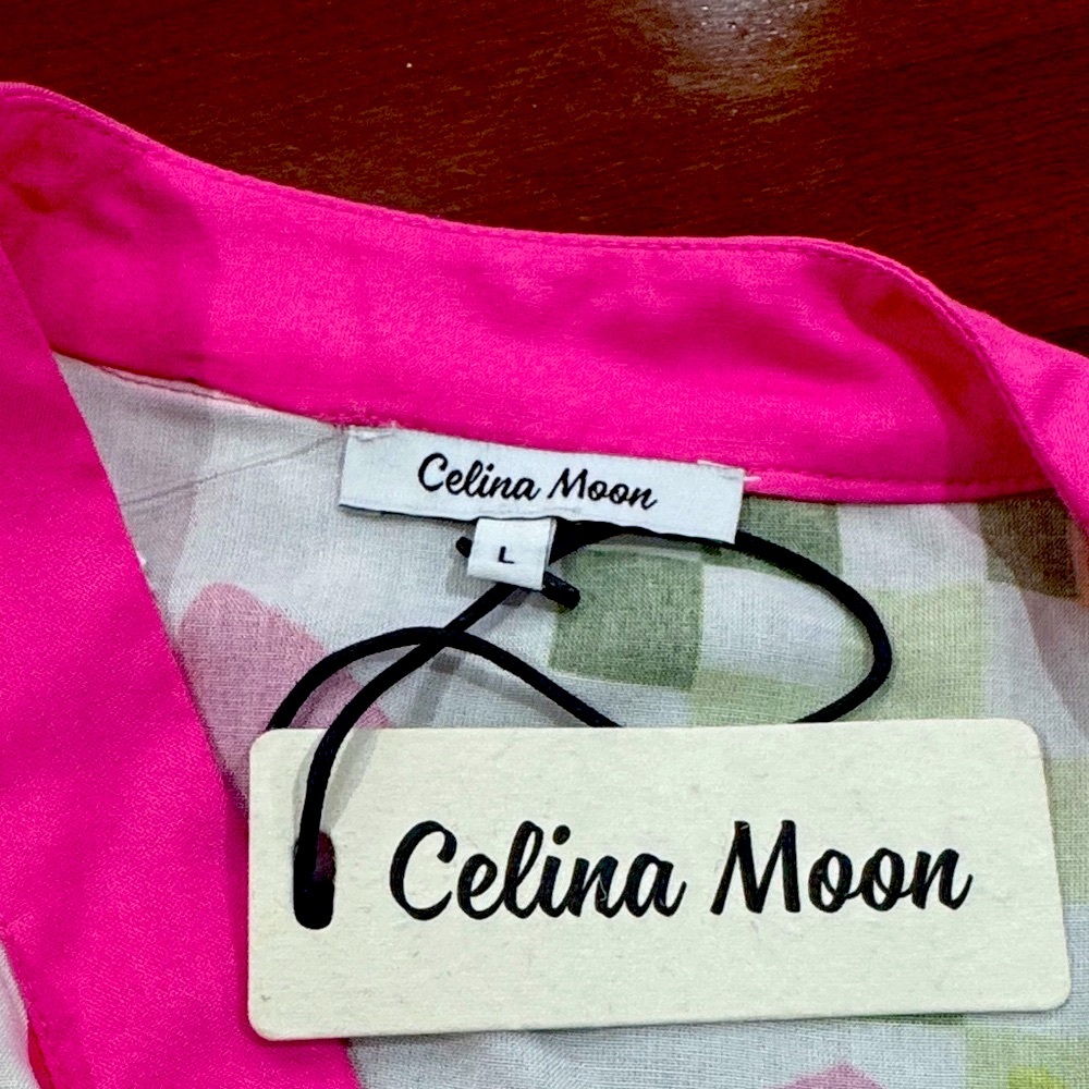 Celina Moon Vibrant Pink and Soft White mini dress